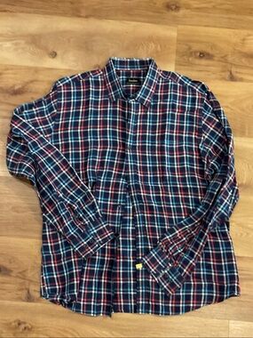 Neiman Marcus Men's Plaid Button-Down Shirt in Navy, Red & White